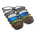 Gaston - Rectangle Black Clip On Sunglasses for Men